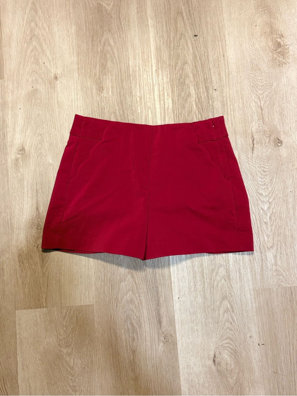 Candies Maroon Mini Shorts Size 5 High Waisted Scalloped Pockets Summer Preppy